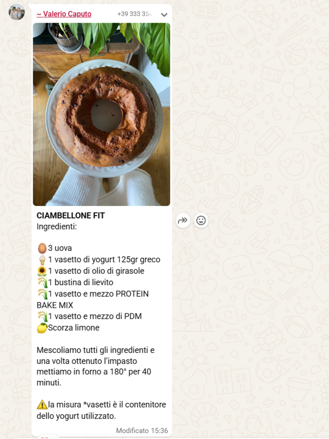 Ricetta community — Ciambellone Fit